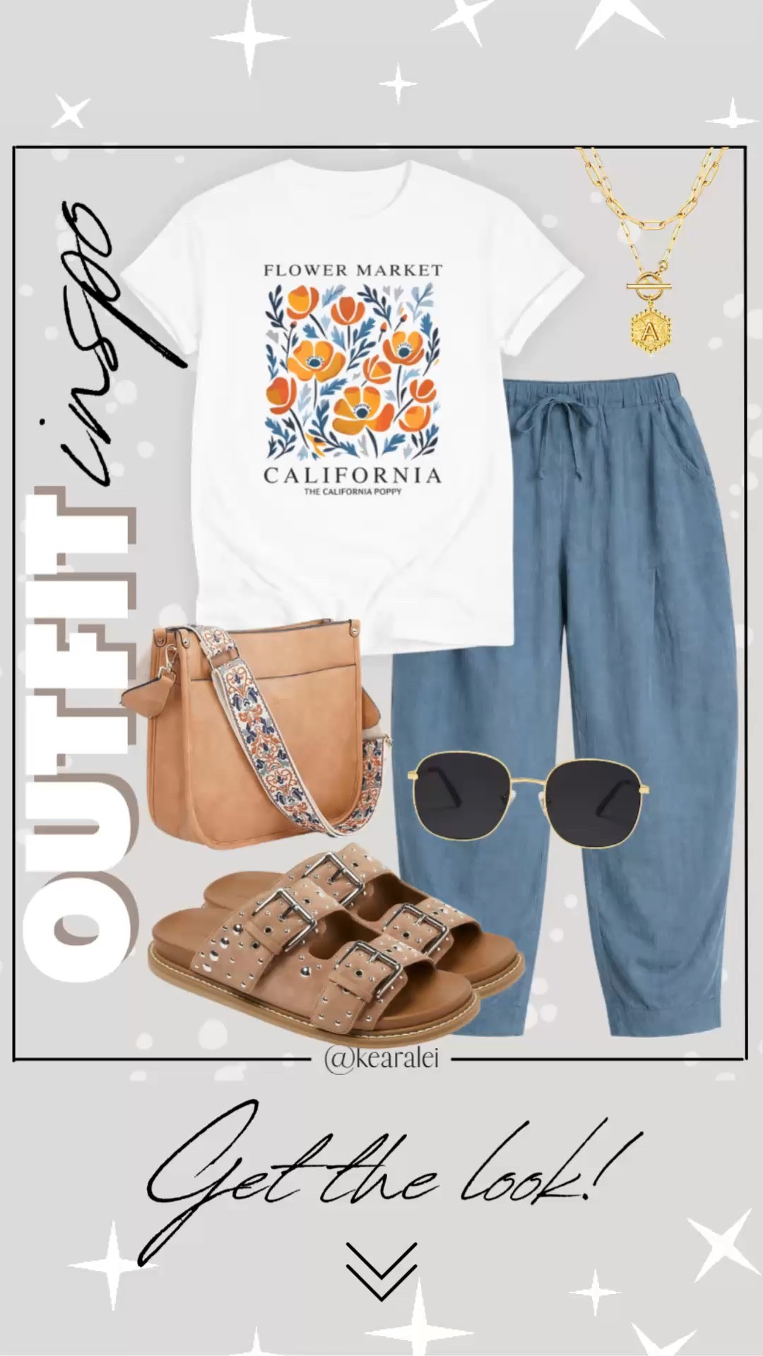 Spring outfits 2026 summer outfit cool mom outfit casual outfits Free People inspired outfit looks for less Amazon fashion affordable outfits oversized graphic tees t-shirt poppies flowers tshirt shirt y2k top with blue linen wide leg harem barrel flowy boho pants elastic waist drawstring barrel leg linen pants tan brown suede leather Birkenstocks look for less strappy buckle sandals slides target shoes boho outfit casual mom outfit momiform mom style midsize outfit tan leather crossbody purse with embroidered strap chunky gold jewelry layered necklaces retro aviator sunglasses || #freepeople #boho #amazon #walmart #target #spring #summerr 
.
.
deals sales sale alert Amazon fashion, teacher outfits, business casual, casual outfits, neutrals, street style, Midi skirt, Maxi Dress, Swimsuit, Bikini, Travel, skinny Jeans, Puffer Jackets, Concert Outfits, Cocktail Dresses, Sweater dress, Sweaters, cardigans Fleece Pullovers, hoodies, button-downs, Oversized Sweatshirts, Jeans, High Waisted Leggings, dresses, joggers, fall Fashion, winter fashion, leather jacket, Sherpa jackets, Deals, shacket, Plaid Shirt Jackets, apple watch bands, lounge set, Date Night Outfits, Vacation outfits, Mom jeans, shorts, sunglasses, Disney outfits, Romper, jumpsuit, Airport outfits, biker shorts, Weekender bag, plus size fashion, Stanley cup tumbler, boots booties tall over the knee, ankle boots, Chelsea boots, combat boots, pointed toe, chunky sole, heel, high heels, mules, clogs, sneakers, slip on shoes, Nike, adidas, vans, dr. marten’s, ugg slippers, golden goose, sandals, loafers, Birkenstocks, Steve Madden Target, Abercrombie and fitch

#LTKootd #LTKSaleAlert #LTKSeasonal
