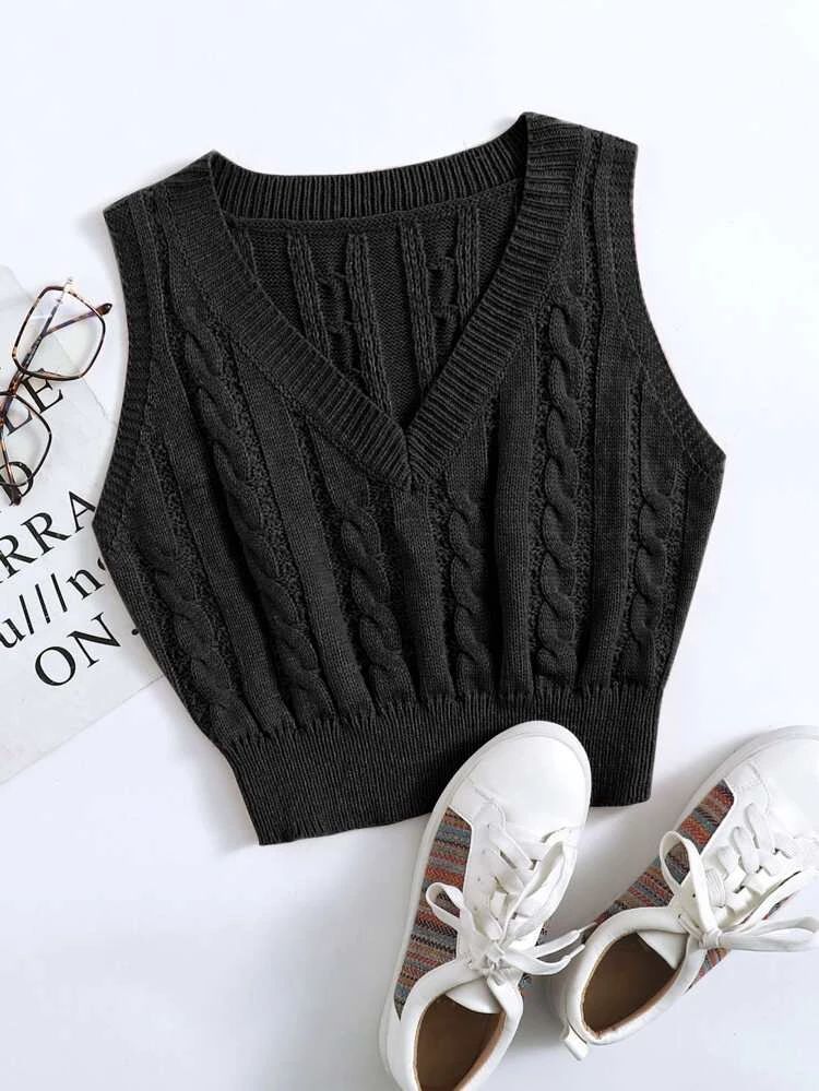 Cable Knit Sweater Vest | SHEIN