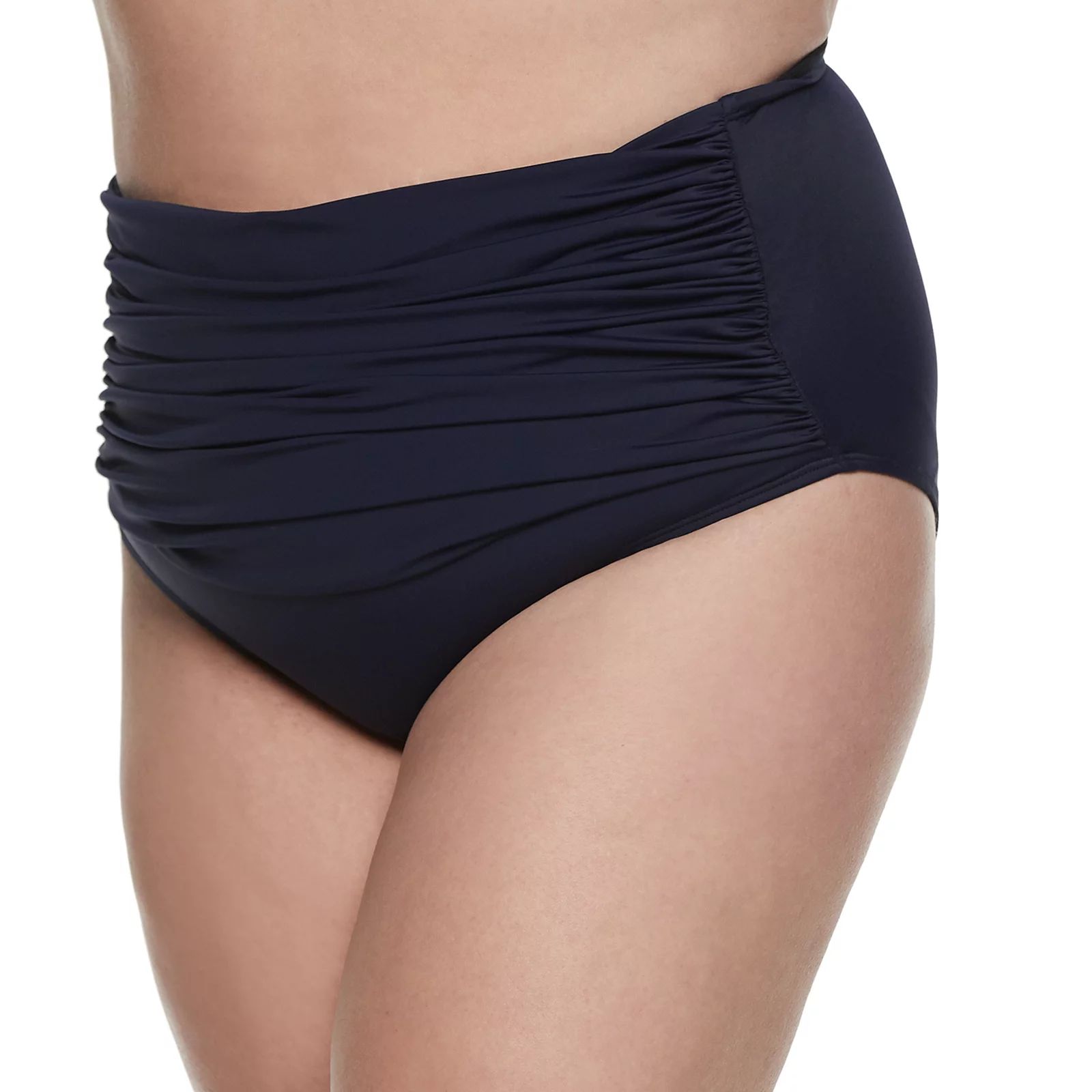 Plus Size EVRI Ruched High-Waisted Bikini Bottoms, Women's, Size: 4XL, Blue | Kohl's