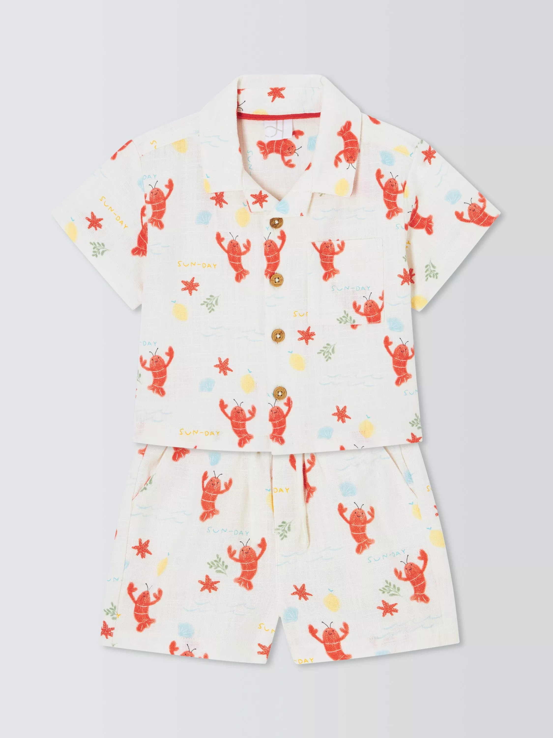 John Lewis Baby Lobster Woven Shirt & Shorts Set, Multi | John Lewis (UK)