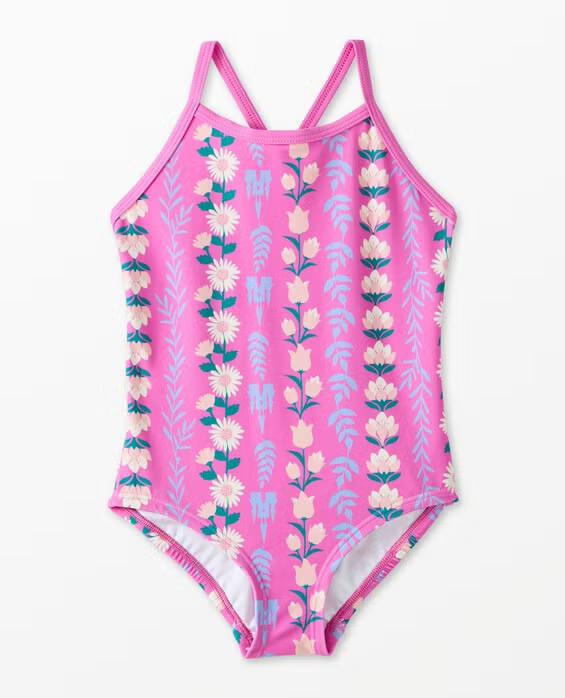 Girls' Disney Frozen One-Piece Swimsuit, Frozen Floral Chain - Pink - Size Toddler 2 by Hanna Andersson | Hanna Andersson