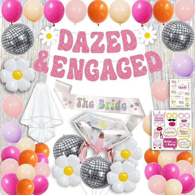 Dazed and Engaged Bachelorette, 86 Pcs Dazed and Engaged Decorations, Bachelorette Party Decorati... | Amazon (US)