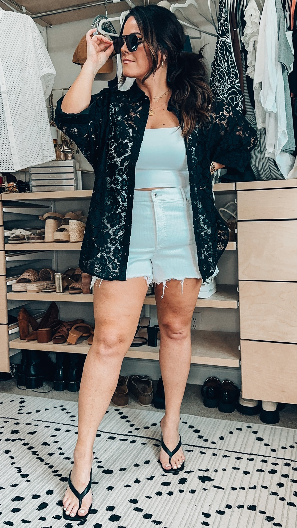 Midsize Summer outfit 
White double lined crop top large 
White stretchy denim shorts xl 
Lace blouse xl could have done a large runs oversized 


#LTKSeasonal #LTKstyletip #LTKcurves