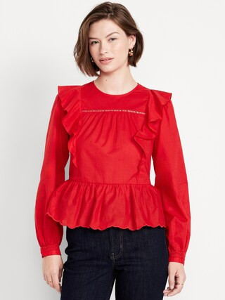 High-Neck Ruffle Peplum Top | Old Navy (CA)