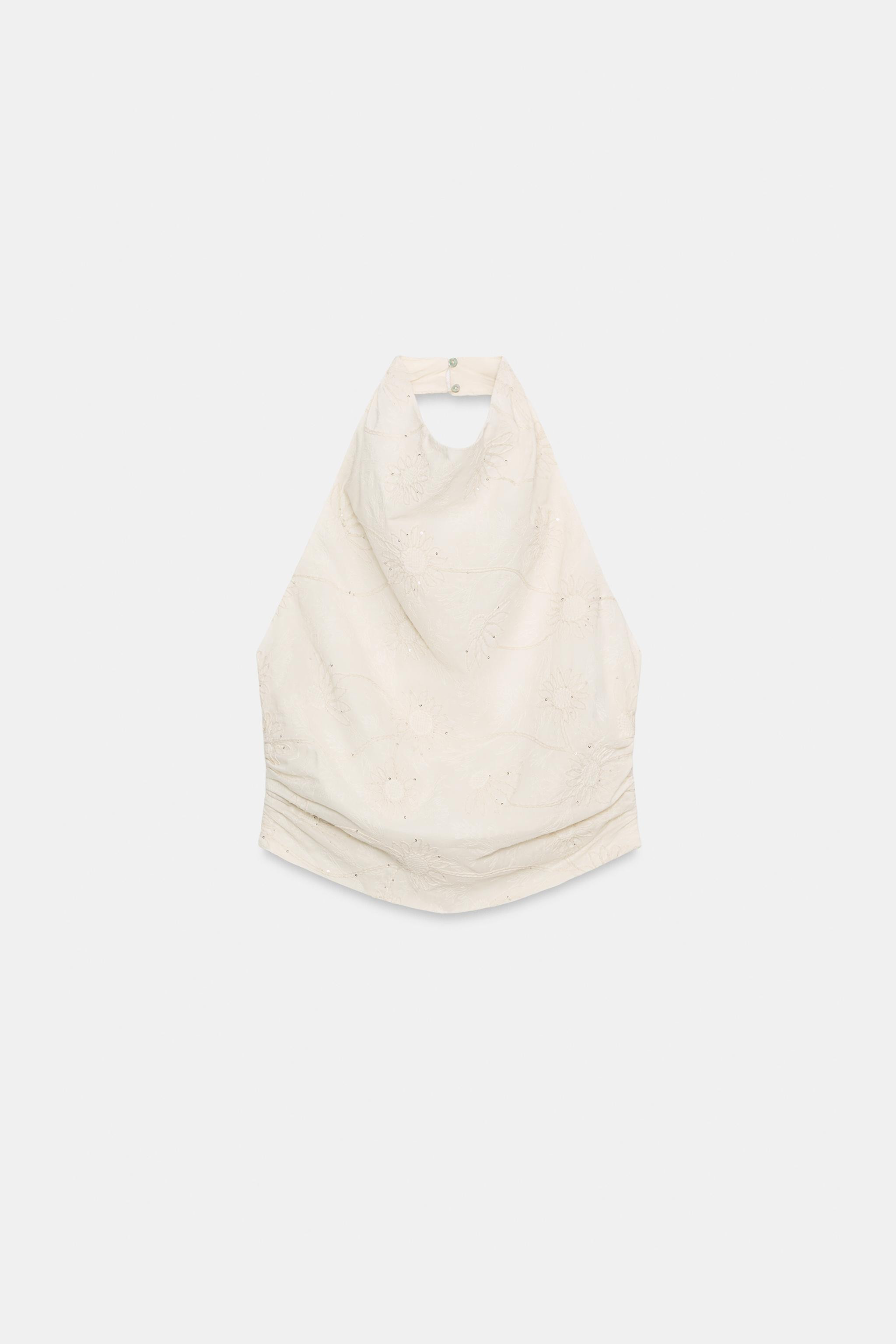 EMBROIDERED SEQUIN HALTER TOP | Zara US