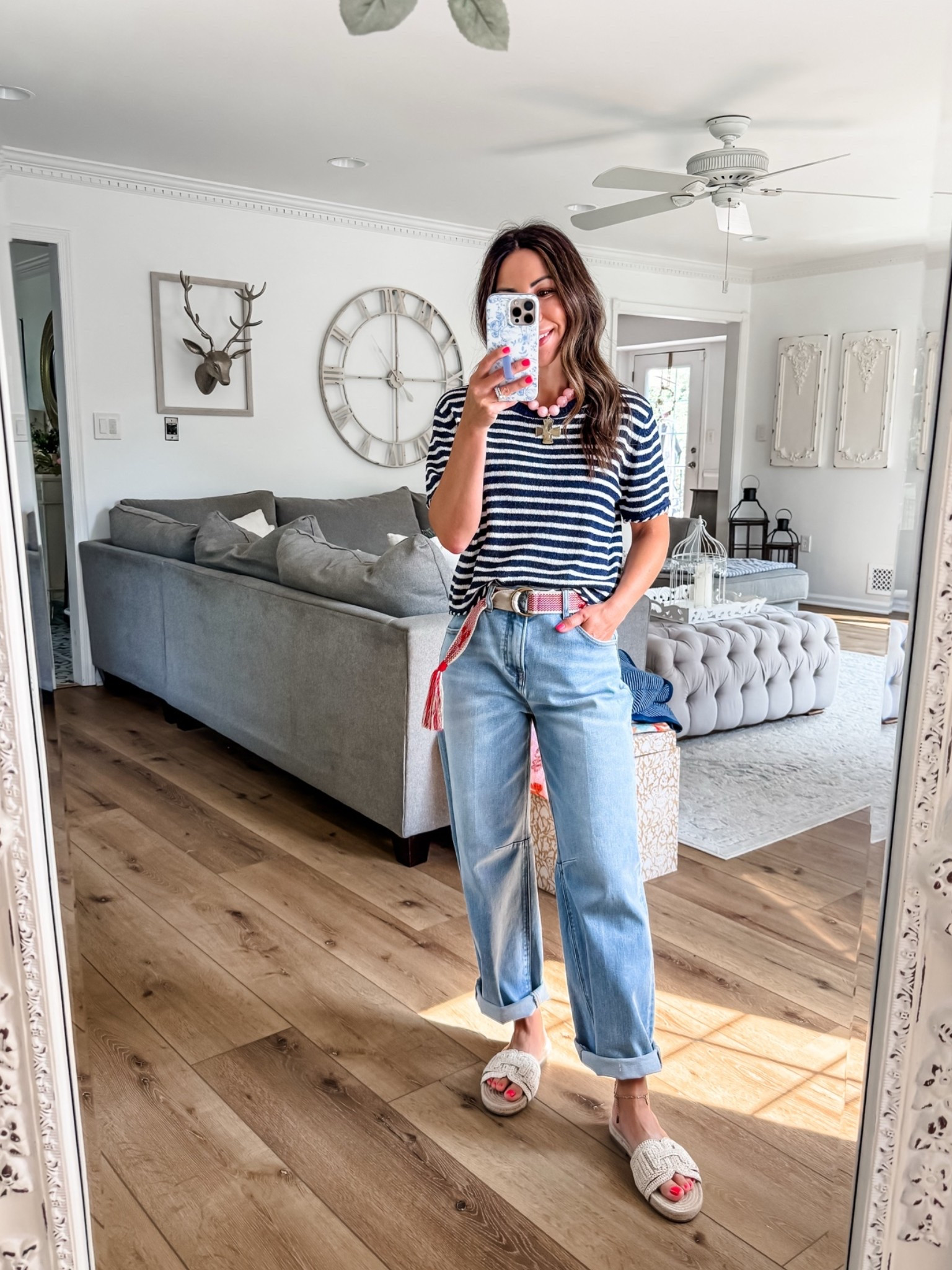 Social Threads code FINAL50. Small top. 25 barrel jeans. Sandals TTS.

#LTKSaleAlert #LTKOver40 #LTKPetite