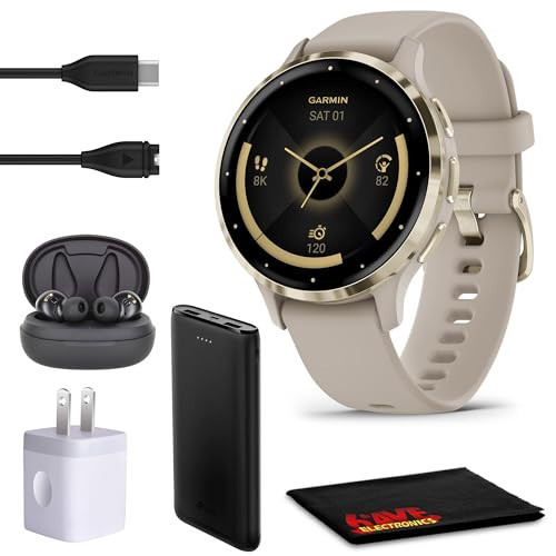 Garmin Venu 3S Advanced Fitness & Health Tracker Smart Watch Soft Gold Stainless Steel Bezel with 41 MM French Gray Case and Silicone Band and 1.2 Inch AMOLED Touch Screen Display | Amazon (US)
