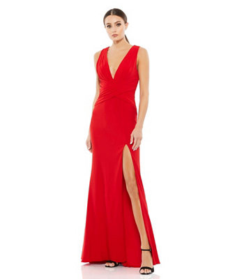 Mac Duggal Women's Ieena Pleated Wrapping Sleeveless Jersey Gown - Macy's | Macy's