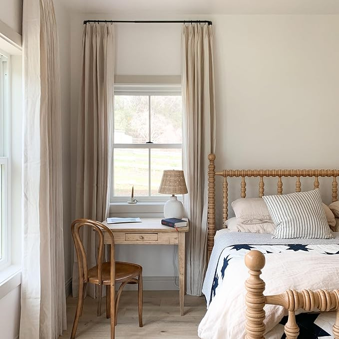 TWOPAGES Patti 100% Natural Belgian Flax Linen Curtain Customized Light Filtering Blackout Pinch ... | Amazon (US)