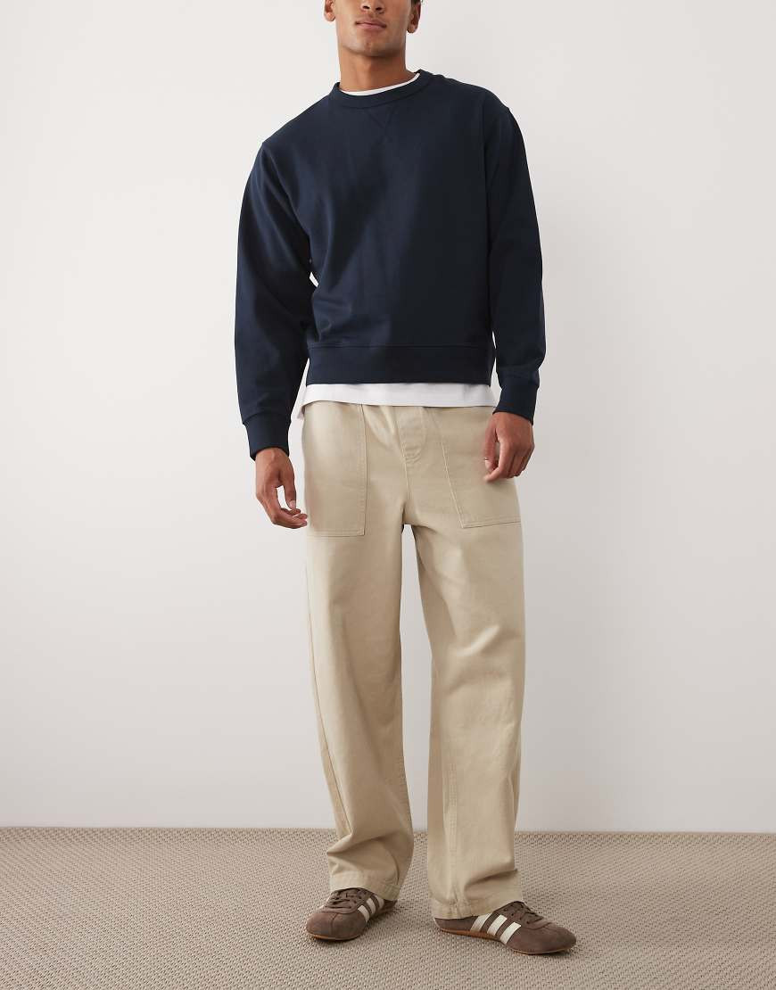 ASOS DESIGN LOOSE trousers in stone with fatigue pockets - BEIGE-Neutral | ASOS (Global)