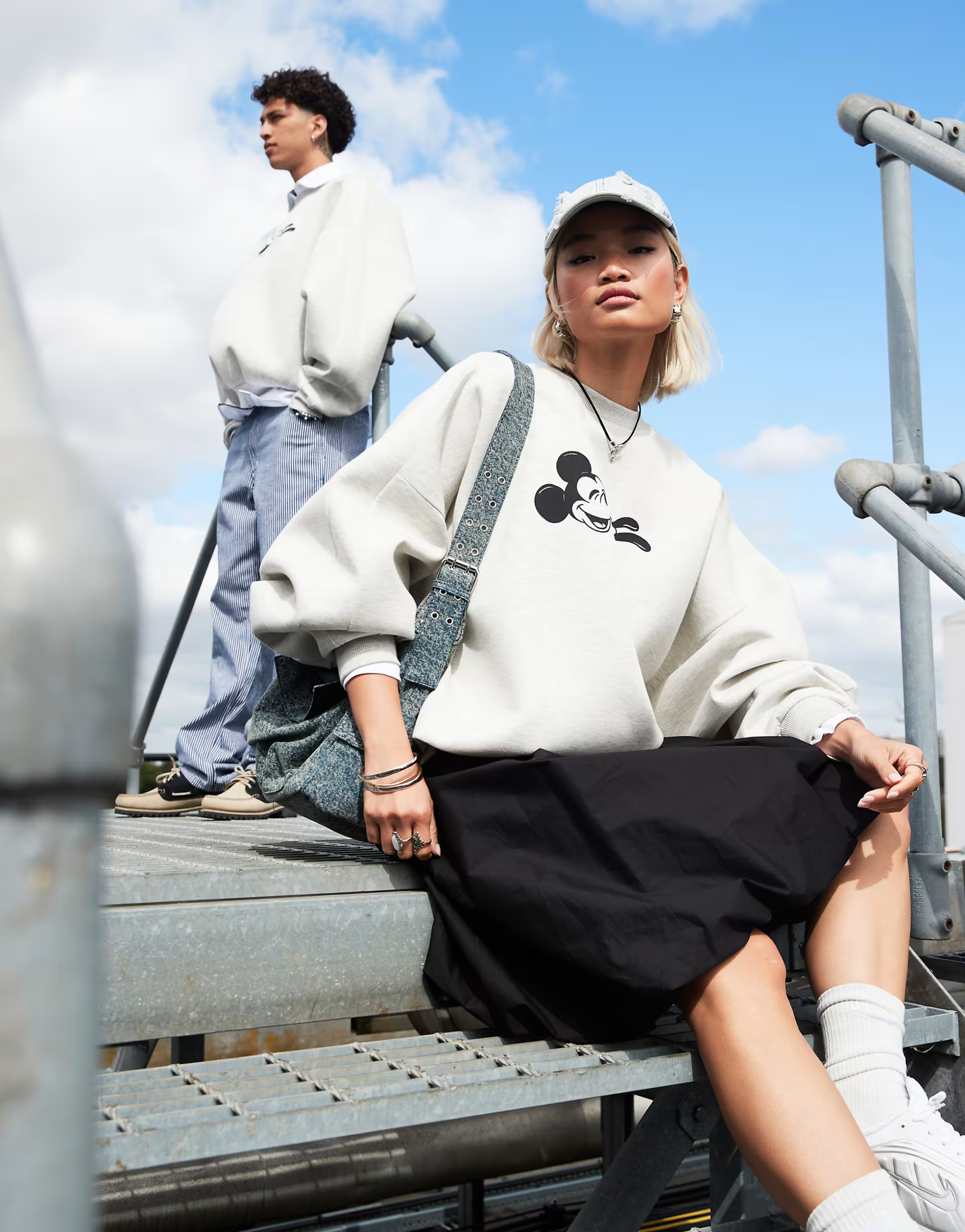 ASOS DESIGN Disney unisex extreme oversized scuba sweatshirt with Mickey Mouse & Pluto print in g... | ASOS (Global)