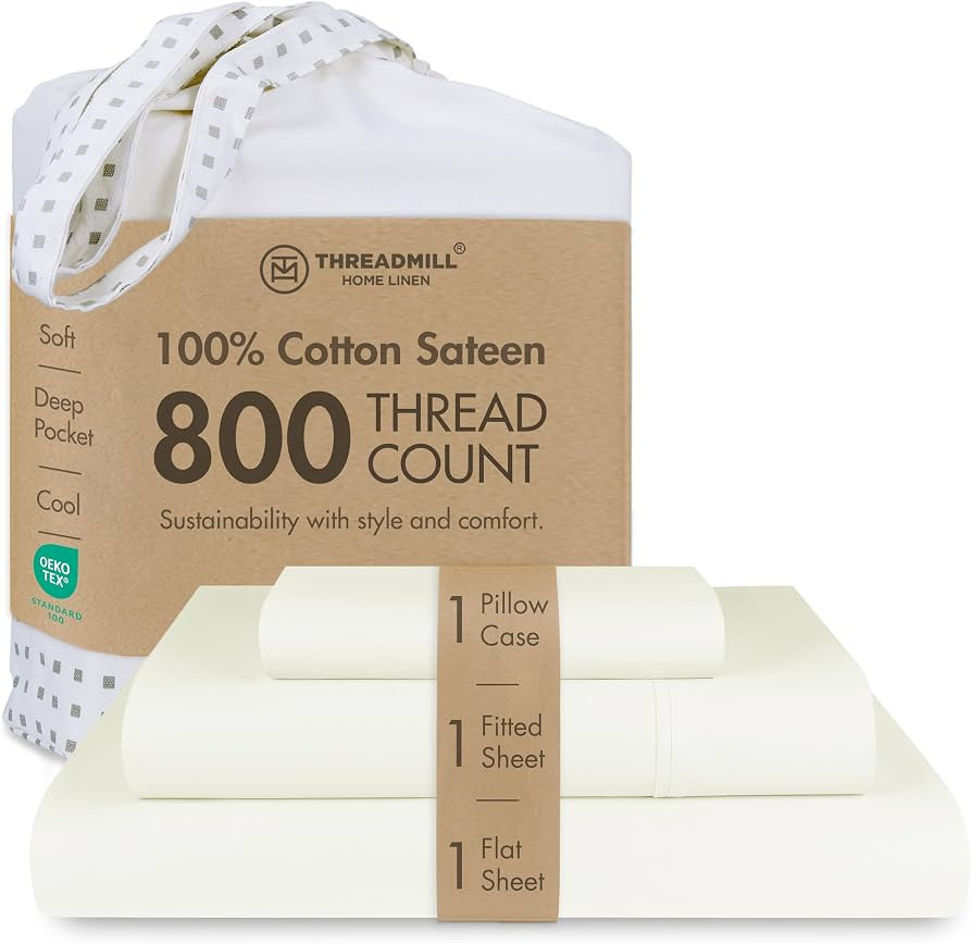 Threadmill Luxury 800 Thread Count 100% Cotton Sheets - Sateen Weave Twin XL Bed-Sheets, Better T... | Amazon (US)