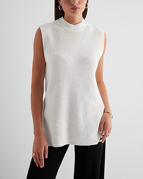 Mock Neck Sleeveless Oversized Sweater | Express