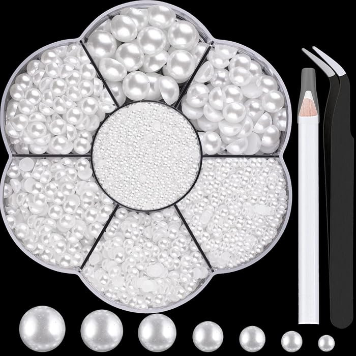 6000 Pcs Flat Back Nail Pearls Kits 3 Pearls for Bedazzling Nail Decor | Amazon (US)