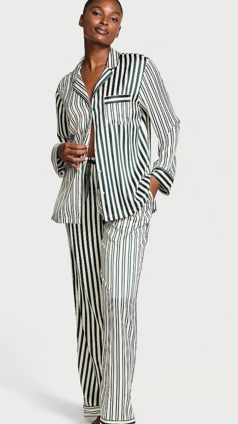 Green and White striped satin pajamas : Large 

Green satin Robe in a medium 

#LTKBeauty #LTKStyleTip #LTKSaleAlert
