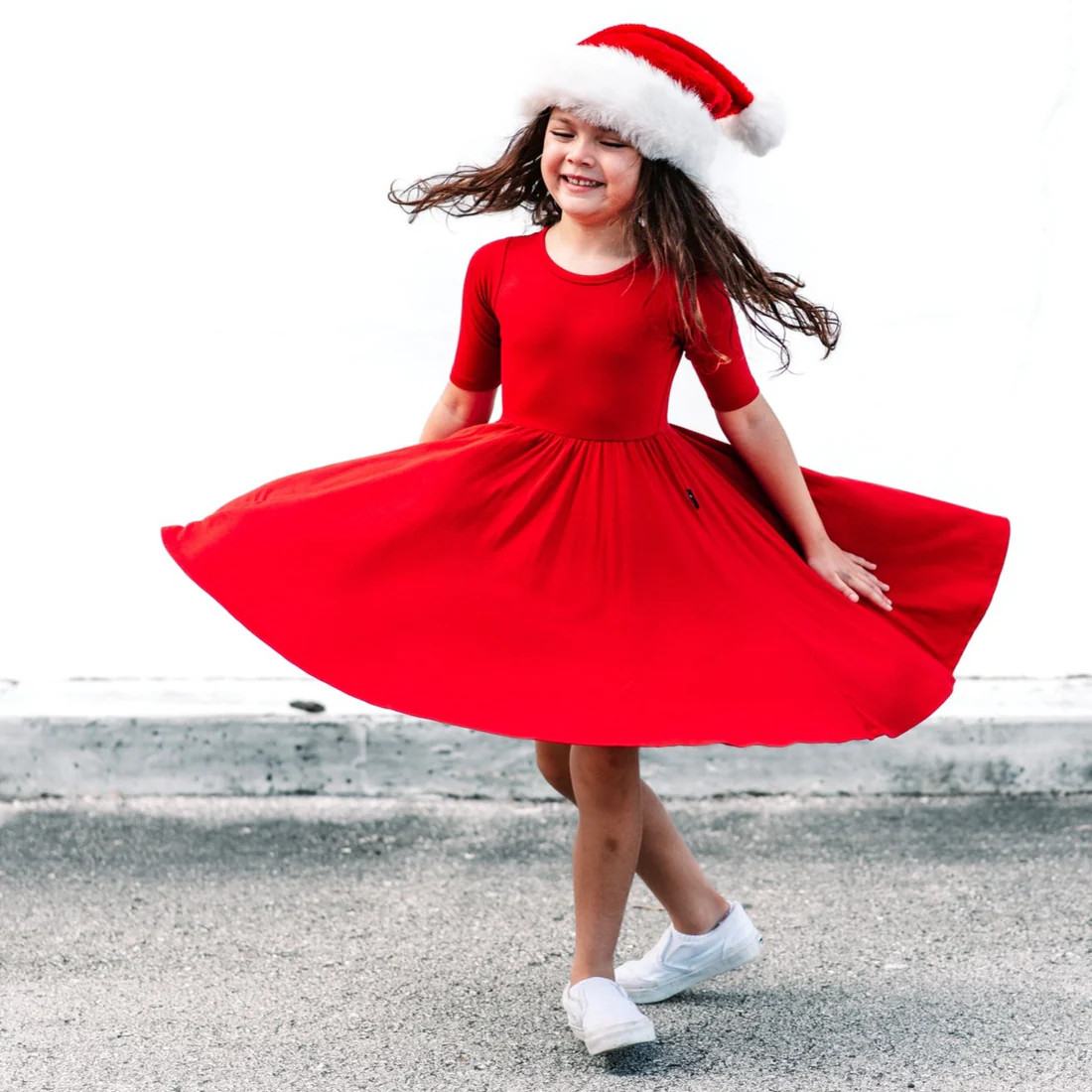 MID SLEEVE BAMBOO DRESS- Red | millie + roo