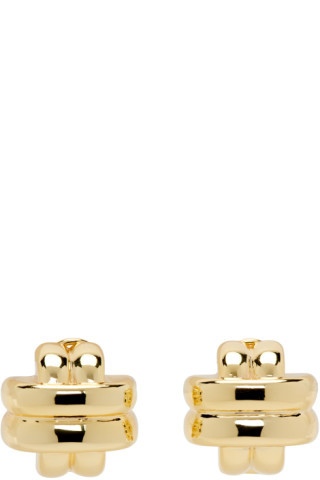 Gold Double Cross Earrings | SSENSE