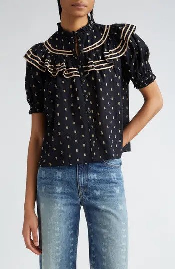 Ulla Johnson Wren Abstract Print Cotton Top | Nordstrom | Nordstrom