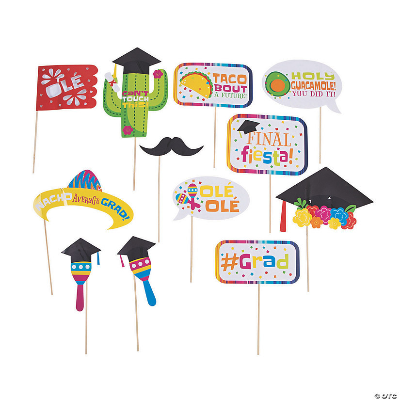 Fiesta Graduation Photo Stick Props- 12 Pc. | Oriental Trading Company