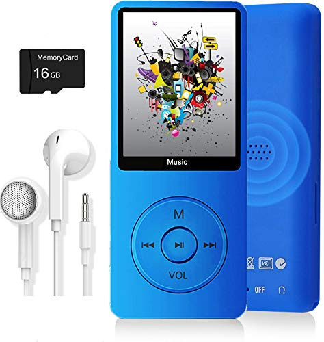 MP3 Player, Music Player with 16GB Micro SD Card, Build-in Speaker/Photo/Video Play/FM Radio/Voice Recorder/E-Book Reader, Supports up to 128GB (Dark Blue) | Amazon (US)