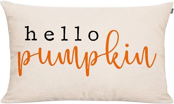 GTEXT 20x12 inch Farmhouse Hello Pumpkin Pillow Cover Long Cushion Cover Farm Decorative Couch Pi... | Amazon (US)