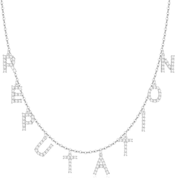 TS Inspiration Necklace, Gold Silver Cubic Zirconia Gemstone Red Fearless Reputation Evermore Fol... | Amazon (US)