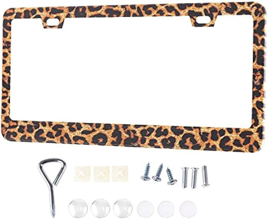 Fashion Slim Sexy Leopard Design License Plate Frames,US Universal License Plate Holder,UV Print ... | Amazon (US)