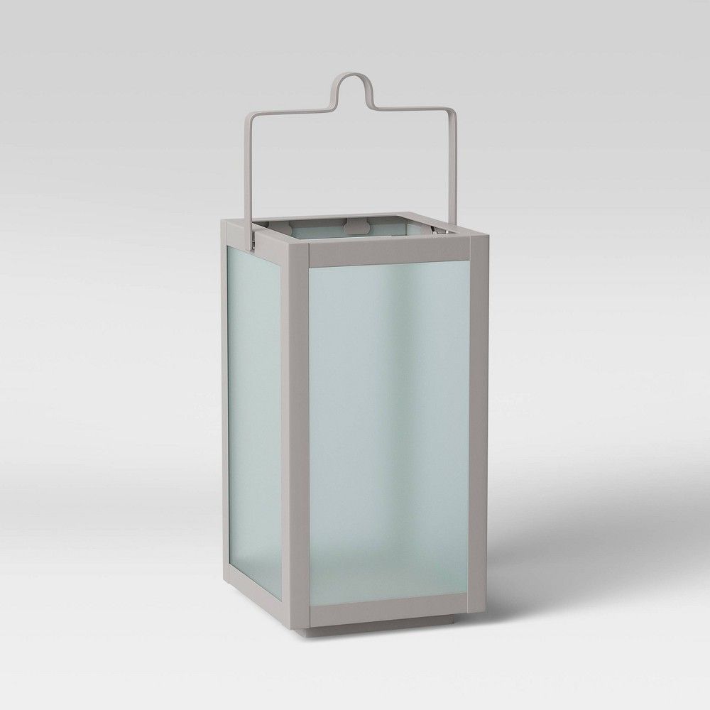 10"" Rectangular Pillar Outdoor Lantern Candle Holder Gray - Room Essentials | Target