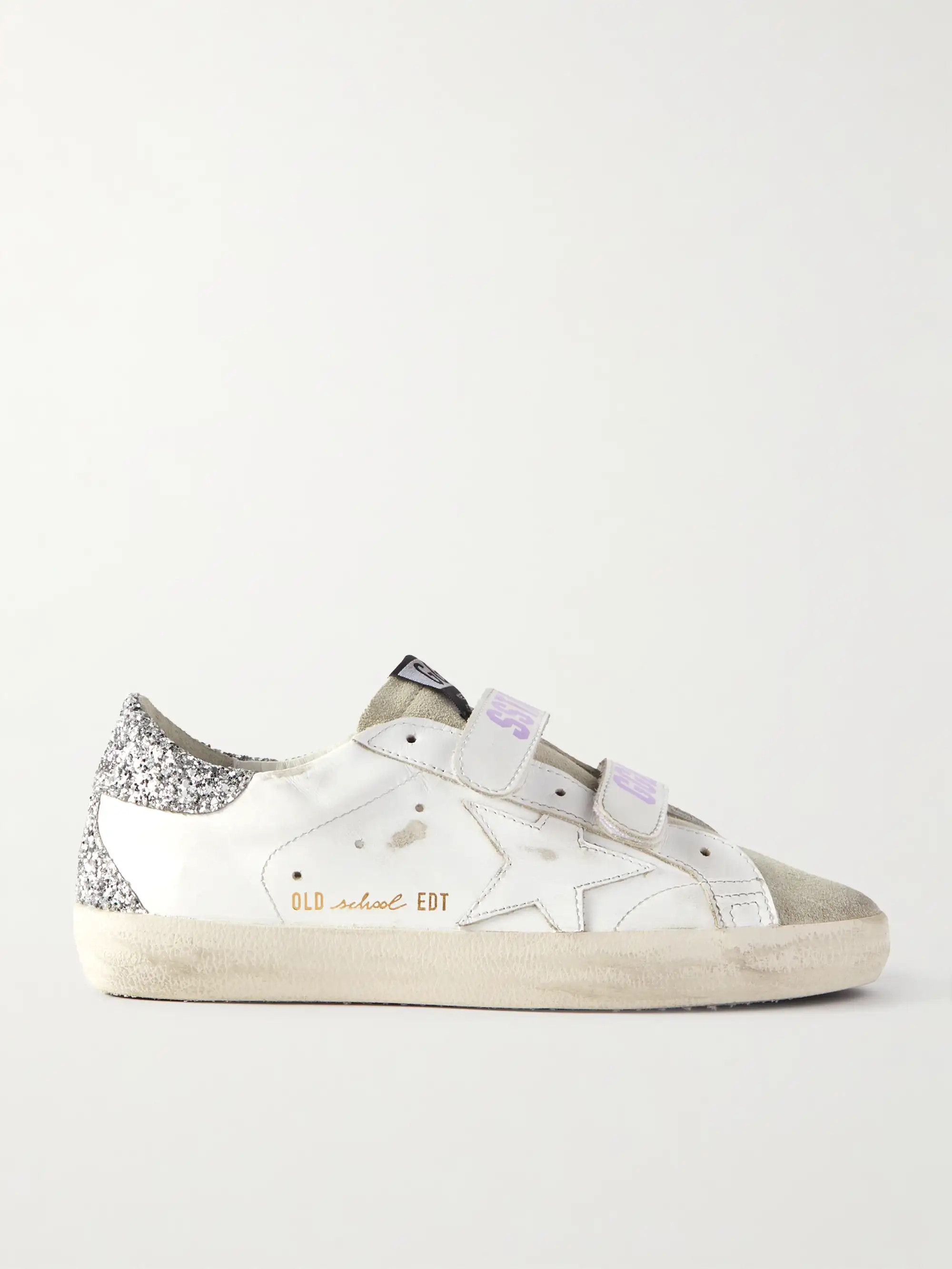 Old School distressed glittered leather sneakers | NET-A-PORTER (US)