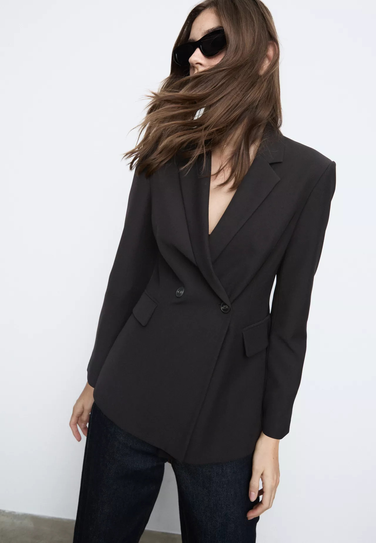 Slim fit double-breasted blazer - Women's Blazers | Stradivarius United Kingdom | Stradivarius (UK)