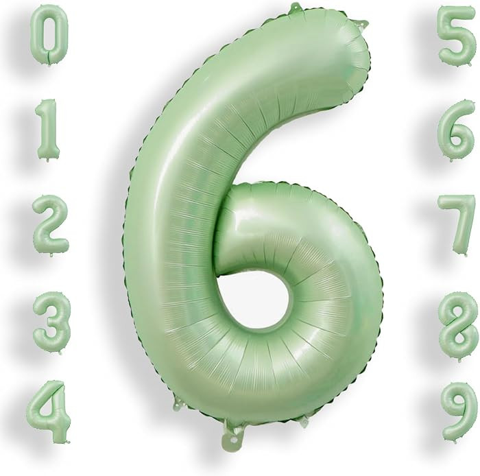 AULE 40 Inch Sage Green 6 Balloon Numbers Foil 0-9 Birthday Big Numbers     Birthday Anniversary ... | Amazon (US)
