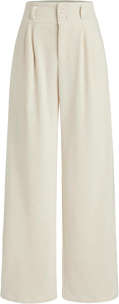 CIDER Corduroy High Waist Solid Pleated Wide Leg Trousers | Amazon (US)