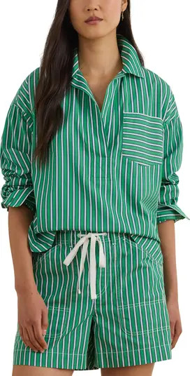 Stachee '70s Stripe Cotton Broadcloth Popover Shirt | Nordstrom
