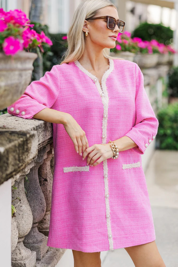 Speak Up Fuchsia Pink Tweed Dress | The Mint Julep Boutique
