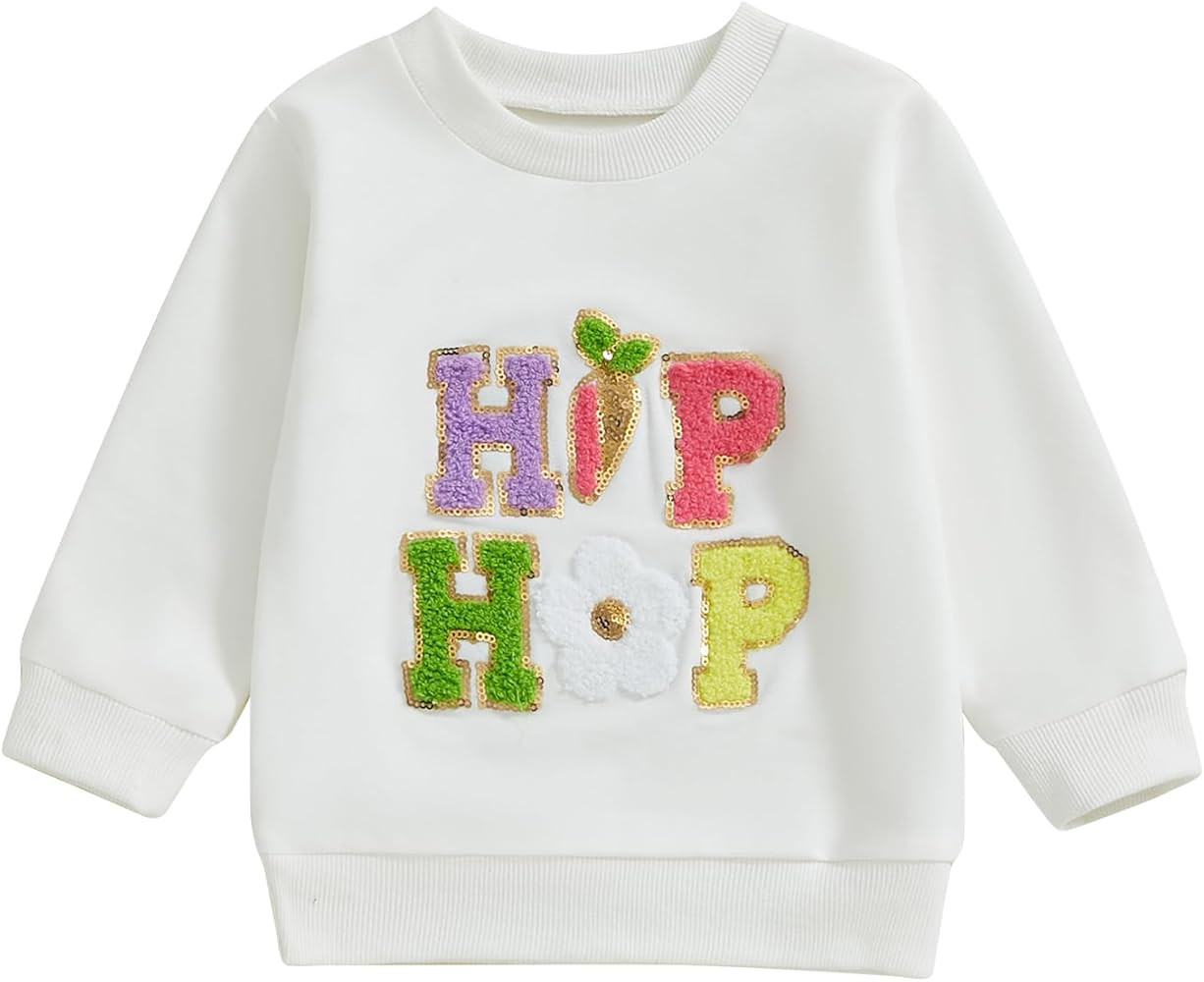 Baby Easter Sweatshirts Cute Easter Egg Excavator Print Long Sleeve Pullovers Toddler Spring Tops | Amazon (US)