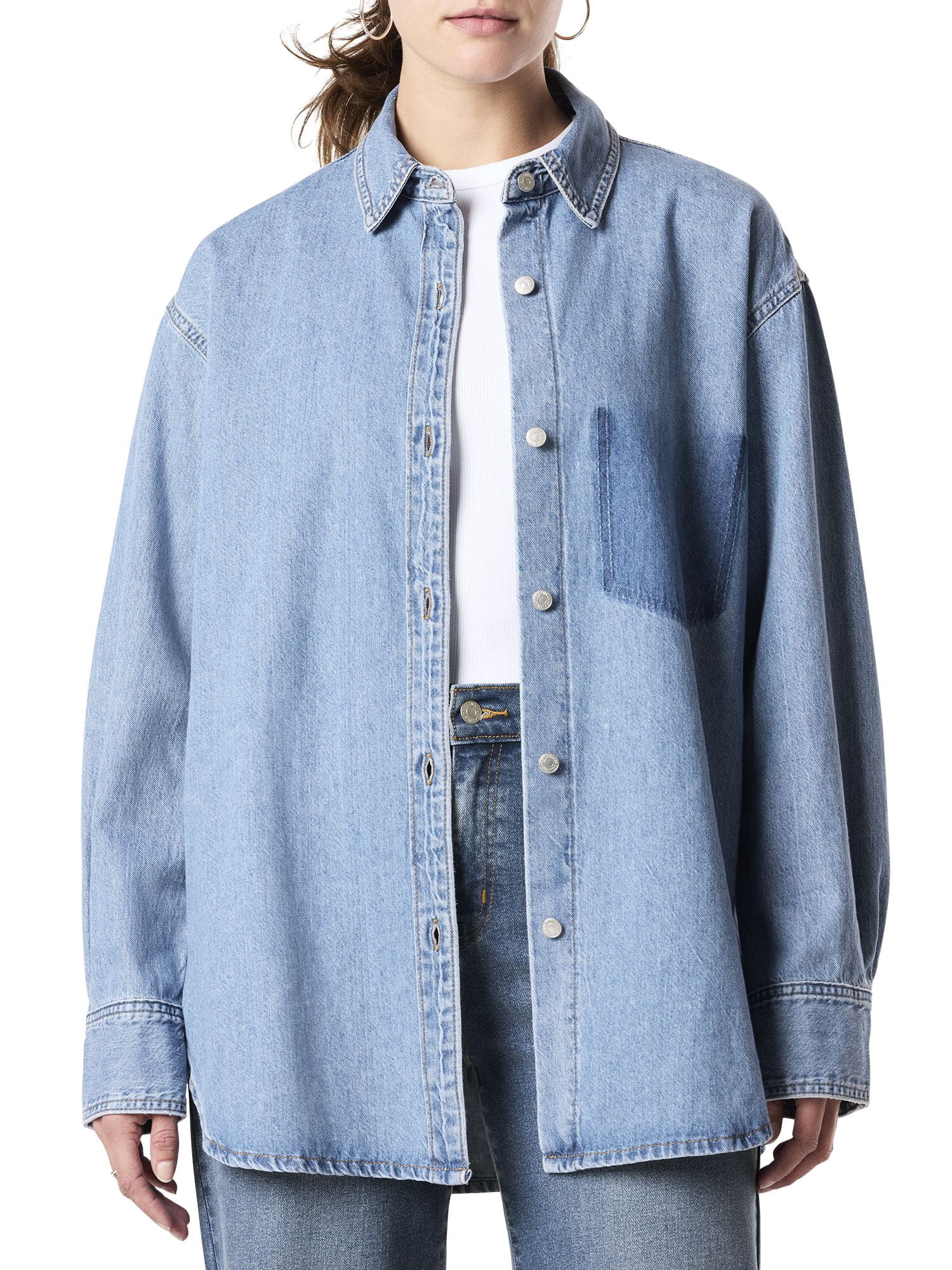 Levi Strauss Signature Women's Vintage Relaxed Denim Shirt - Walmart.com | Walmart (US)