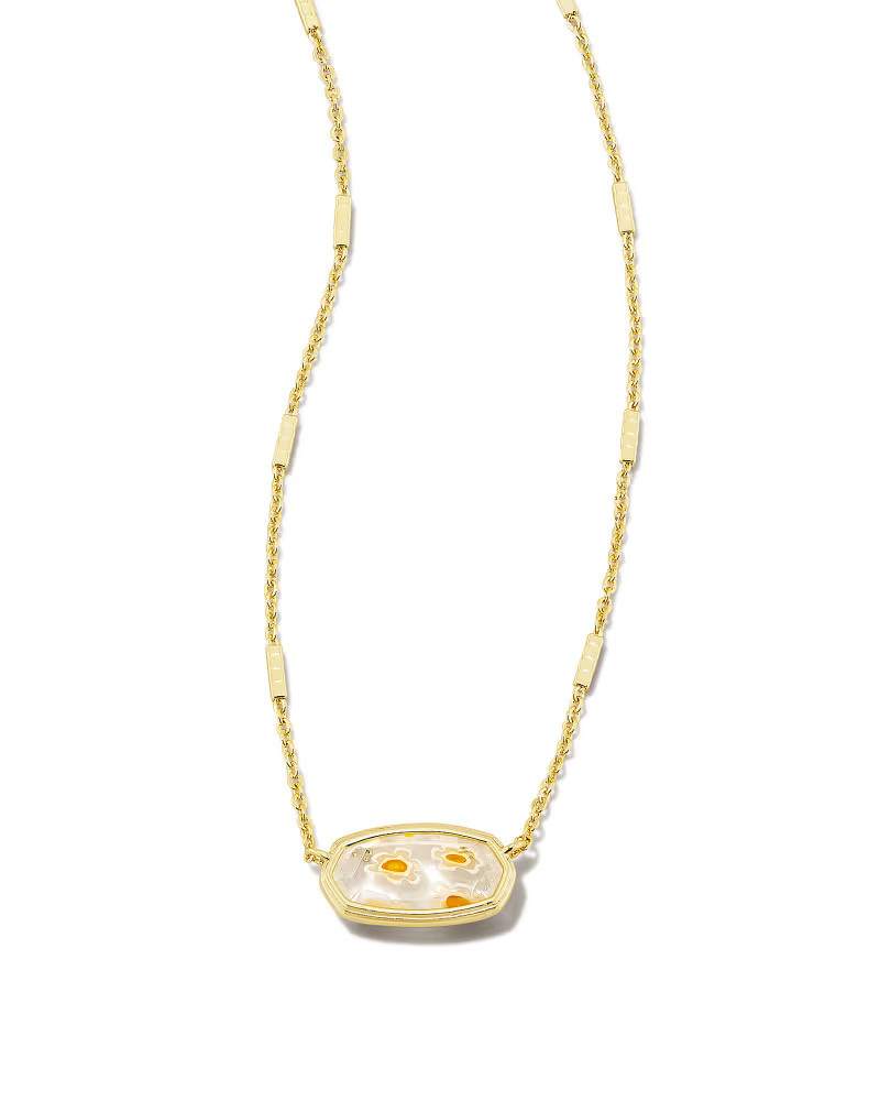 Framed Elisa Gold Short Pendant Necklace in White Mosaic Glass | Kendra Scott