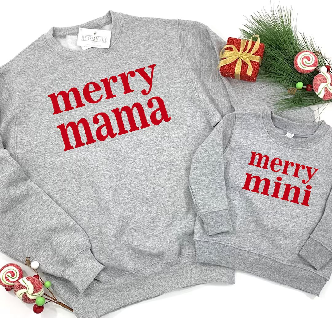Merry Mama and Mini Christmas Sweatshirts Matching Christmas - Etsy | Etsy (US)