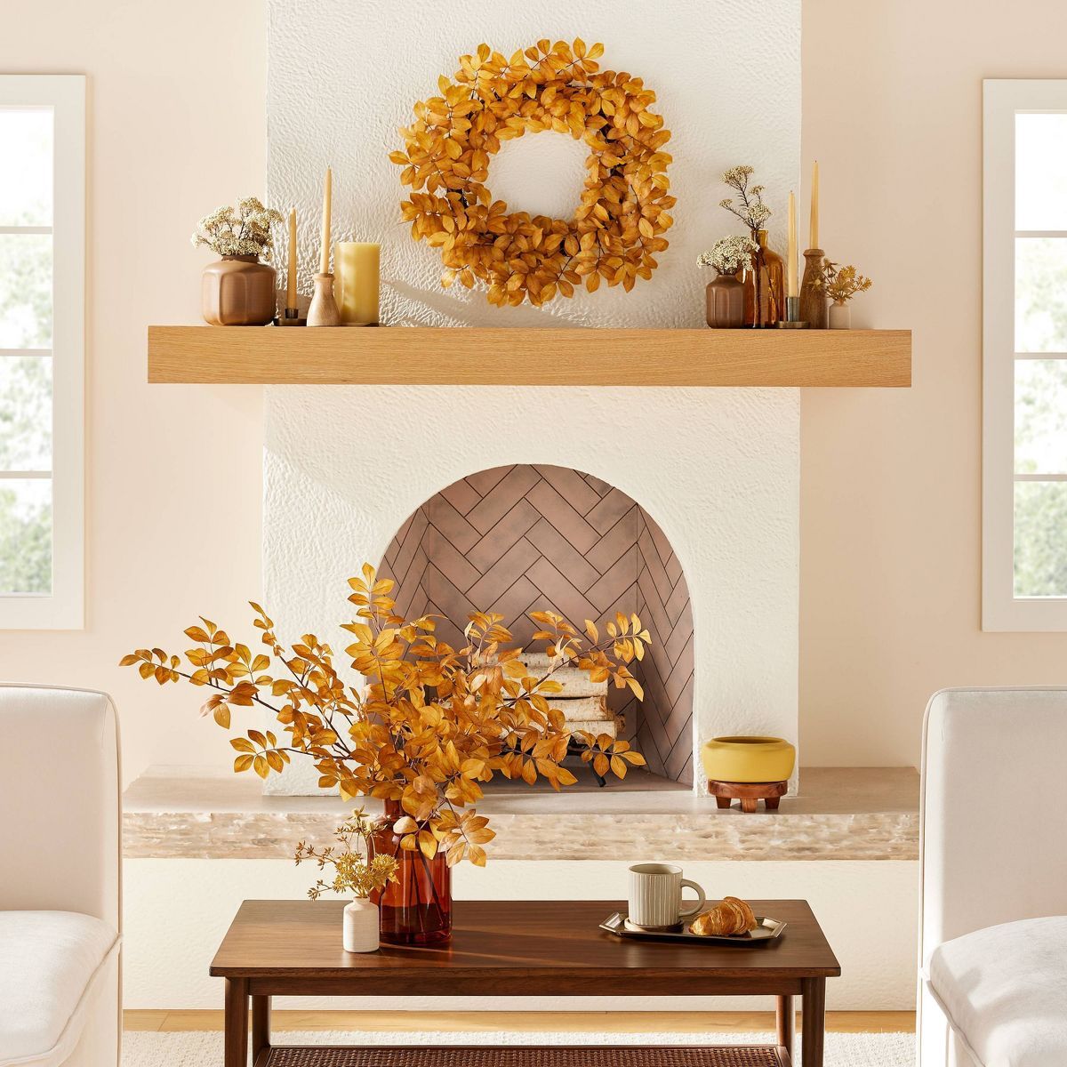 Faux Golden Ash Leaf Fall Wreath - Hearth & Hand™ with Magnolia | Target