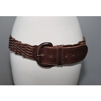 Vintage 90S Wide Brown Leather Liz Claiborne Belt Hippie Mod Grunge Retro Worn Distress Size Large | Etsy (US)