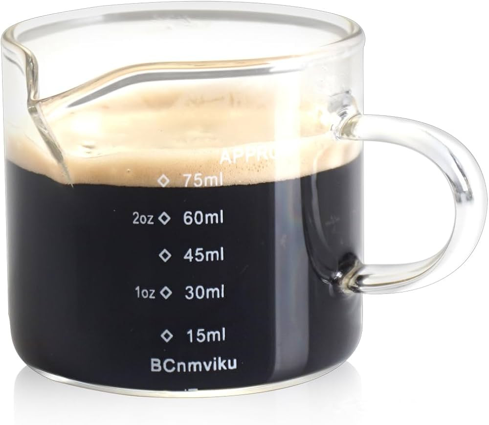 BCnmviku Espresso Glass Measuring Cup Triple Pitcher Milk Cup 75ML Espresso Cups with Handle Espr... | Amazon (US)