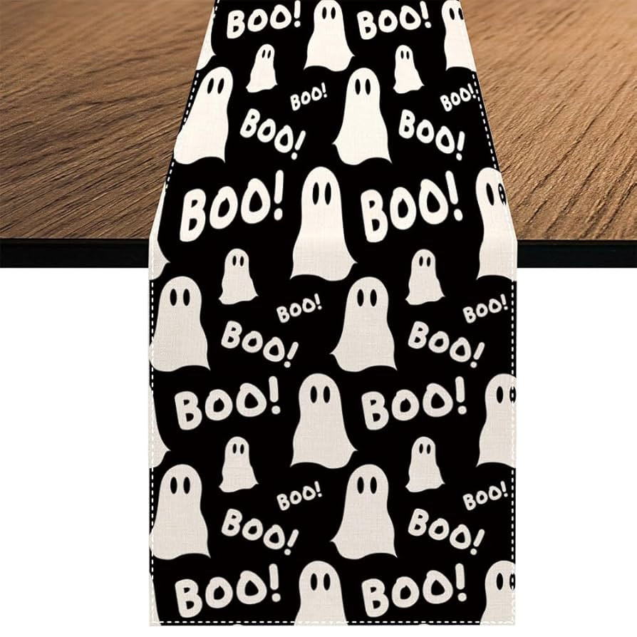 Halloween Ghost Boo Table Runner, Halloween Holiday Kitchen Dining Table Decoration for Home Part... | Amazon (US)