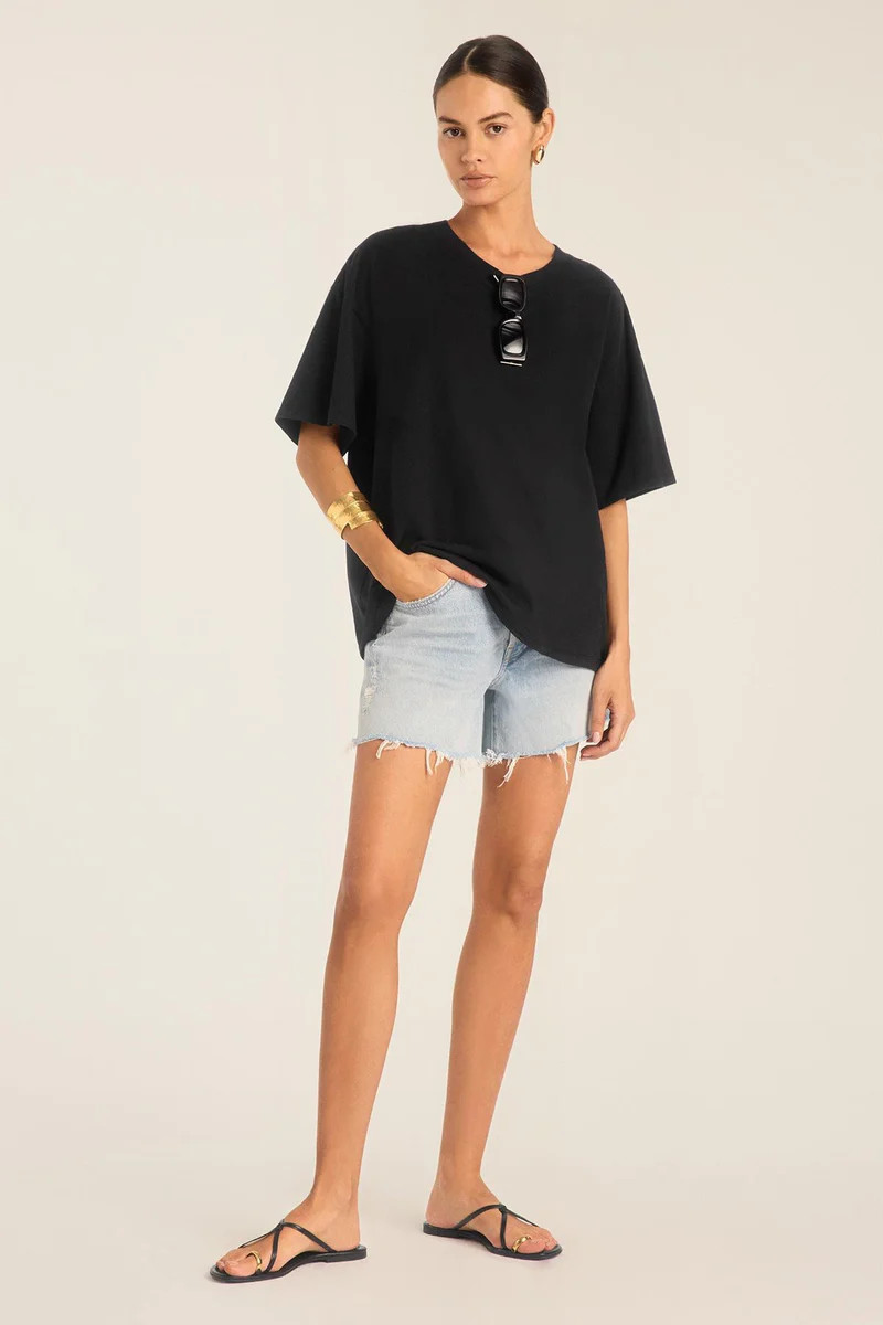 Coast Oversized Boyfriend Tee - Black Cotton Jersey | Vitamin A