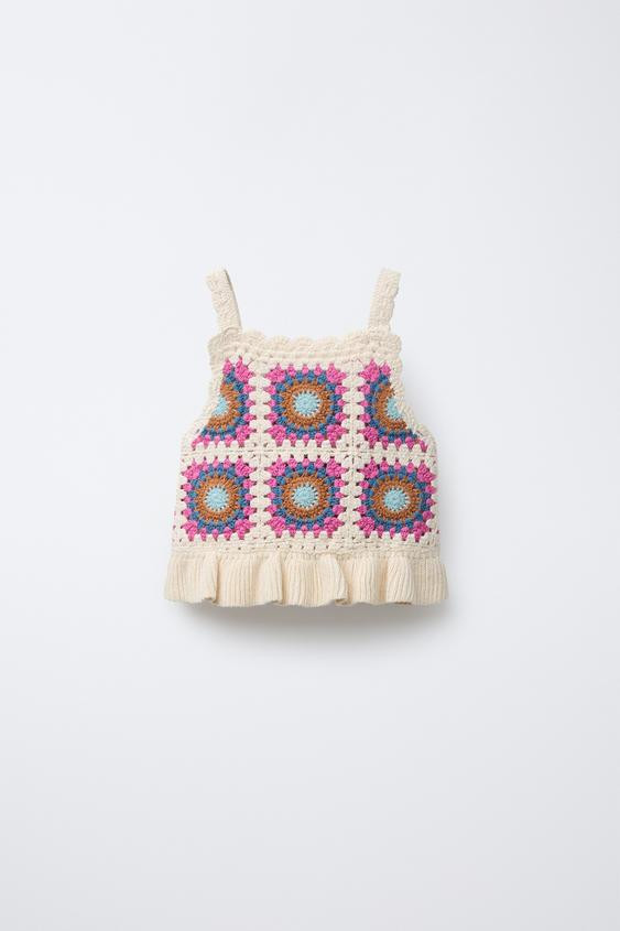 RUFFLED CROCHET KNIT TOP | Zara US