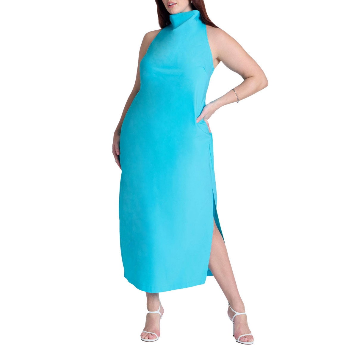 Eloquii Women's Plus Size High Neck Dress - Blue curacao | Macy's