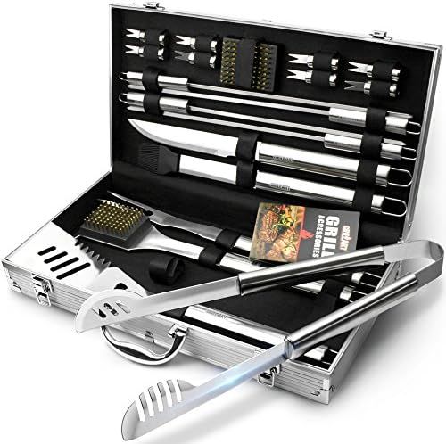 GRILLART BBQ Grill Utensil Tools Set Reinforced BBQ Tongs 19-Piece Stainless-Steel Barbecue Grill... | Amazon (US)