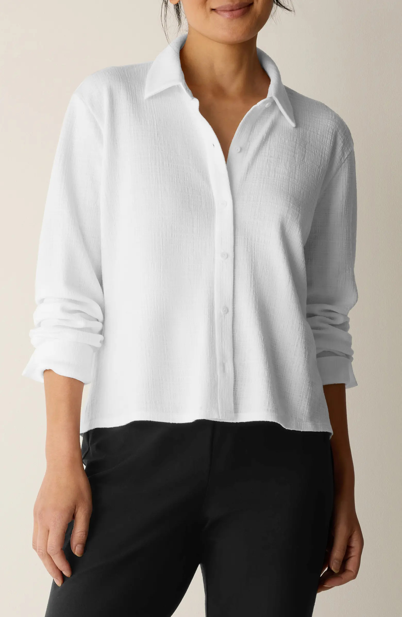 Classic Collar Crop Button-Up Shirt | Nordstrom