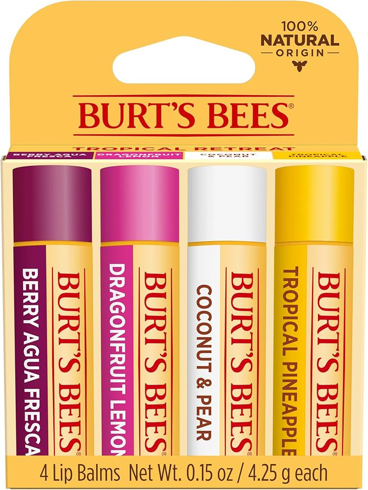 Burt's Bees Berry Agua Fresca, Dragonfruit Lemon, Coconut and Pear, and Tropical Pineapple Lip Ba... | Amazon (US)