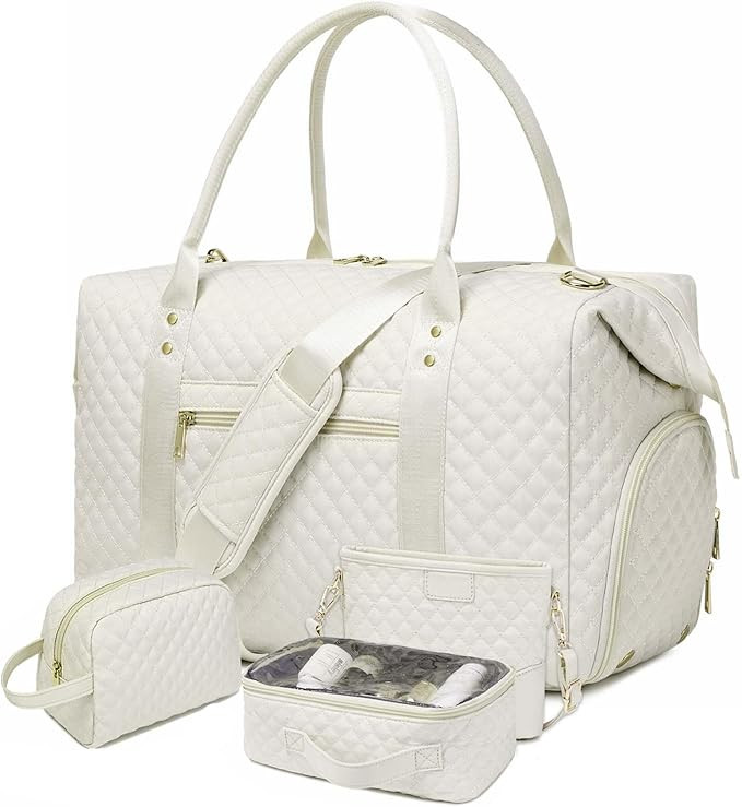 Weekender Travel Bag for Women,4PC Duffle Bag with Toiletry Bag Gym Bag,Carry on Overnight Bags w... | Amazon (US)