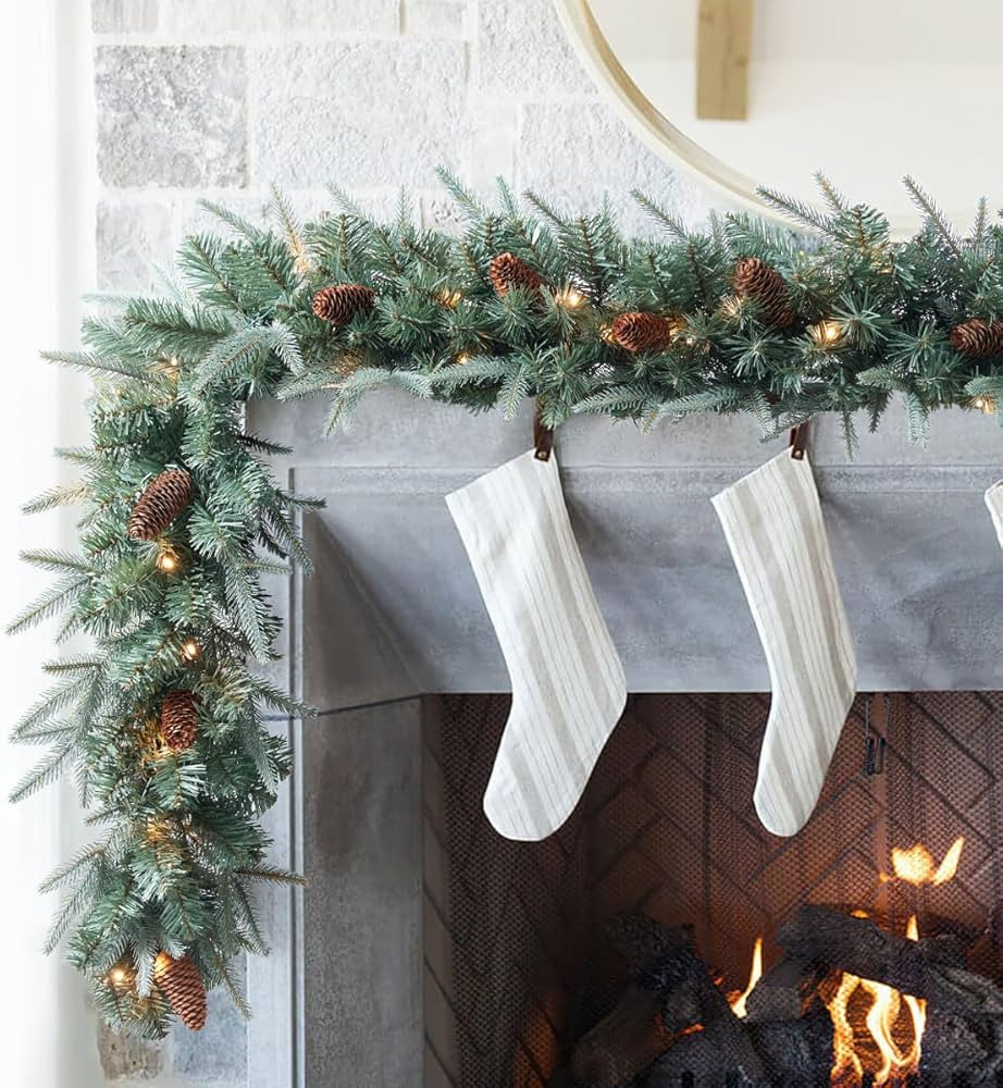 Somikis 9FT Christmas Garland, Battery Operated Pre-Lit Xmas Garland, w/LED Lights and Realistic ... | Amazon (US)